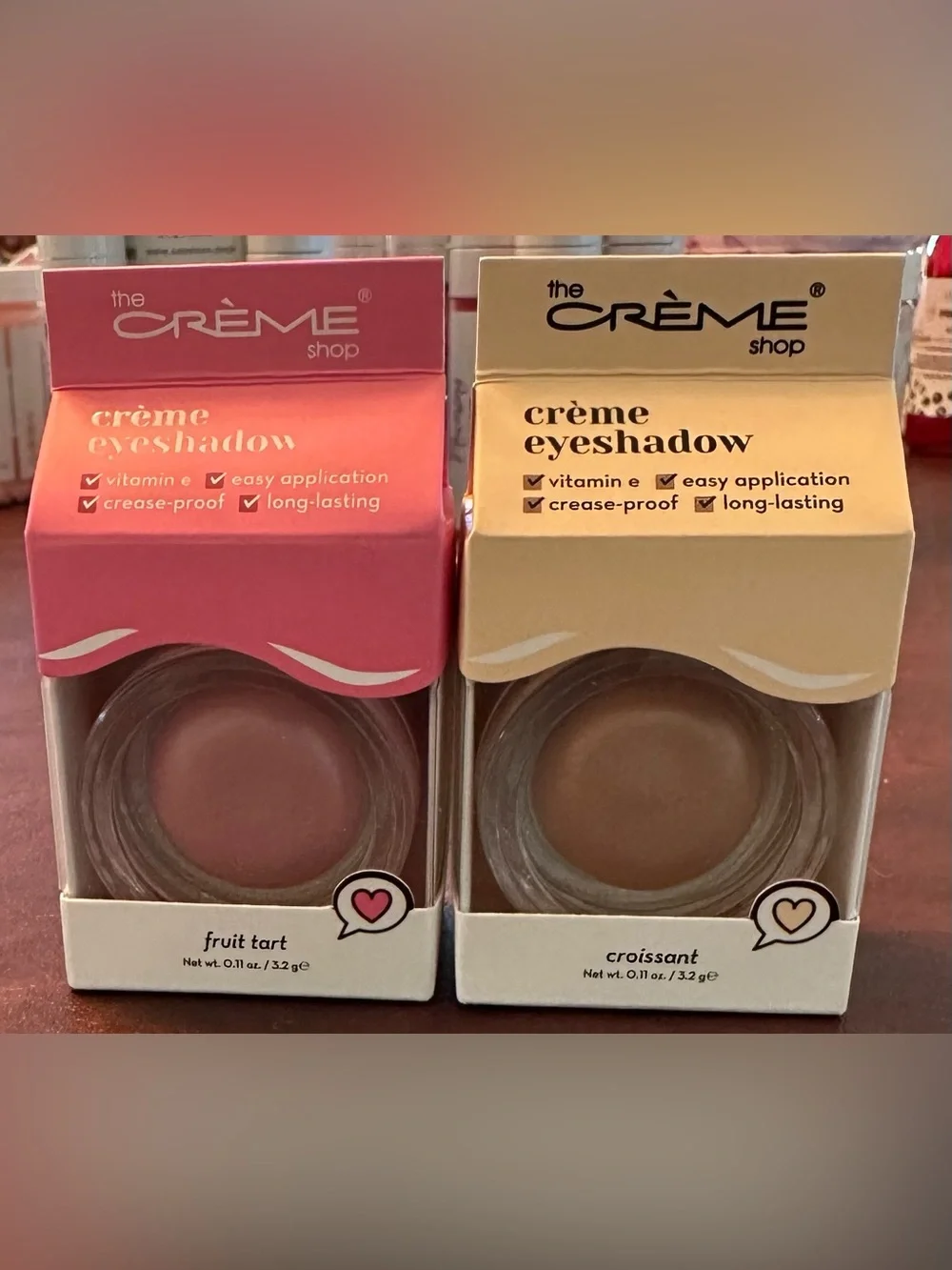 The Crème Shop 2 Crème Eyeshadows in “Fruit Tart” and “Croissant” NEW in Box